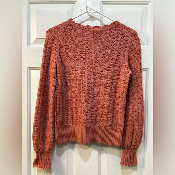 Boden Pointelle Stitch Sweater Pink Sz XS Wool Feminine Girly Holiday Chic Boho - Picture 2 of 10